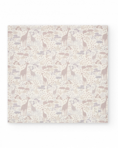 Musselina de bebé com estampado de girafas em tons neutros