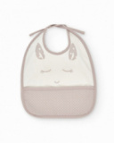 Babete impermeável com estampado de carinha e bolso