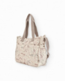 Mala maternal com estampado de girafas em tons neutros