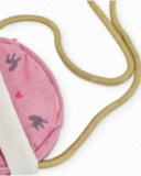 Bolsa tiracolo infantil rosa com detalhe bordado