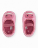 Pantufas de menina cor-de-rosa com tecido de carneirinho