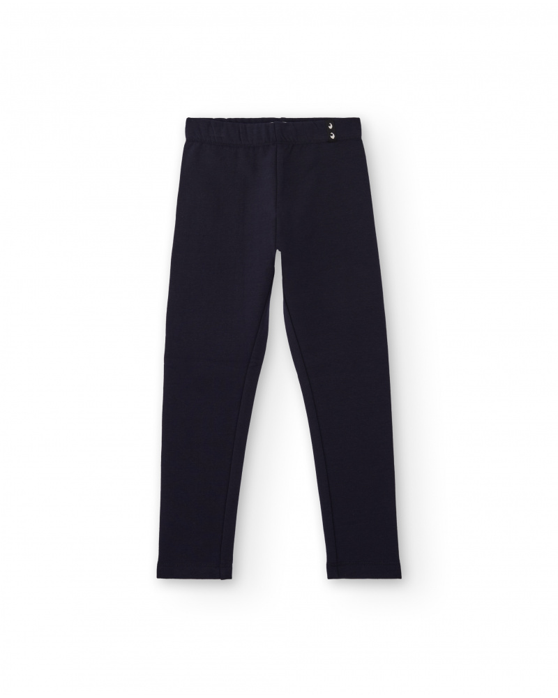 Legging para menina em azul-marinho com detalhe metálico