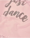 Vestido de menina em tule rosa com mensagem brilhante