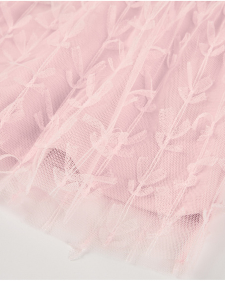 Blusa de menina em tule rosa com mangas abalonadas