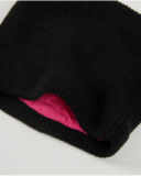 Conjunto de gorro e gola para menina em malha preta com