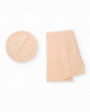Conjunto de menina com boina e cachecol rosa com bolinhas