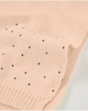 Conjunto de menina com boina e cachecol rosa com bolinhas