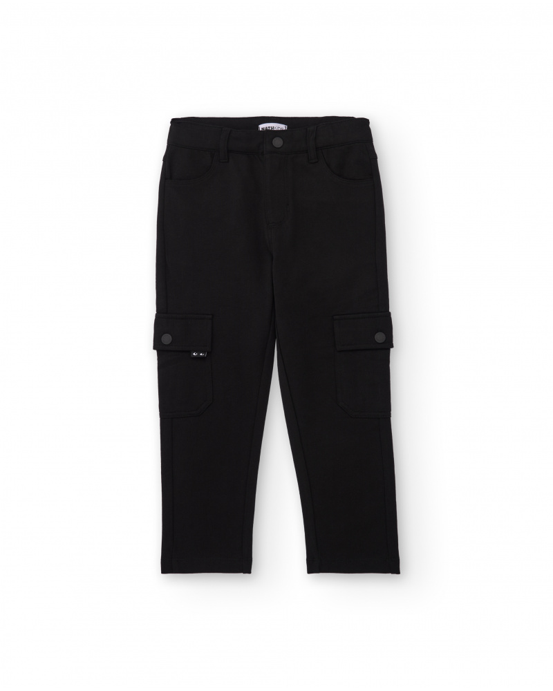 Calça cargo preta para menino com bolsos laterais