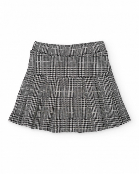 Saia de menina com estampa de xadrez e pregas