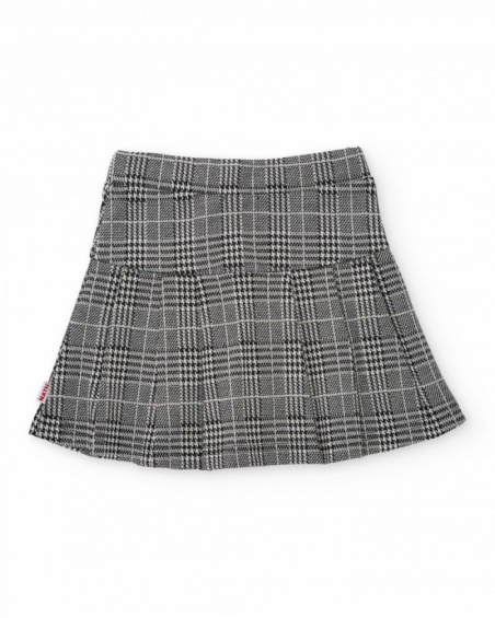 Saia de menina com estampa de xadrez e pregas