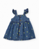 Vestido para recém-nascido em denim de tecido plano