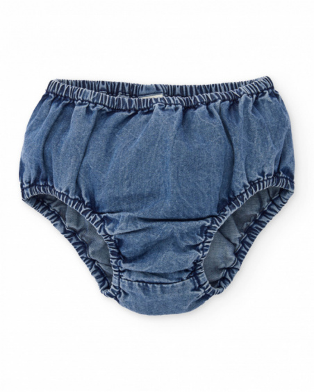 Vestido para recém-nascido em denim de tecido plano