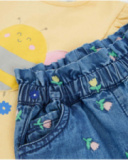 Conjunto de tricô para recém-nascido com bordado floral