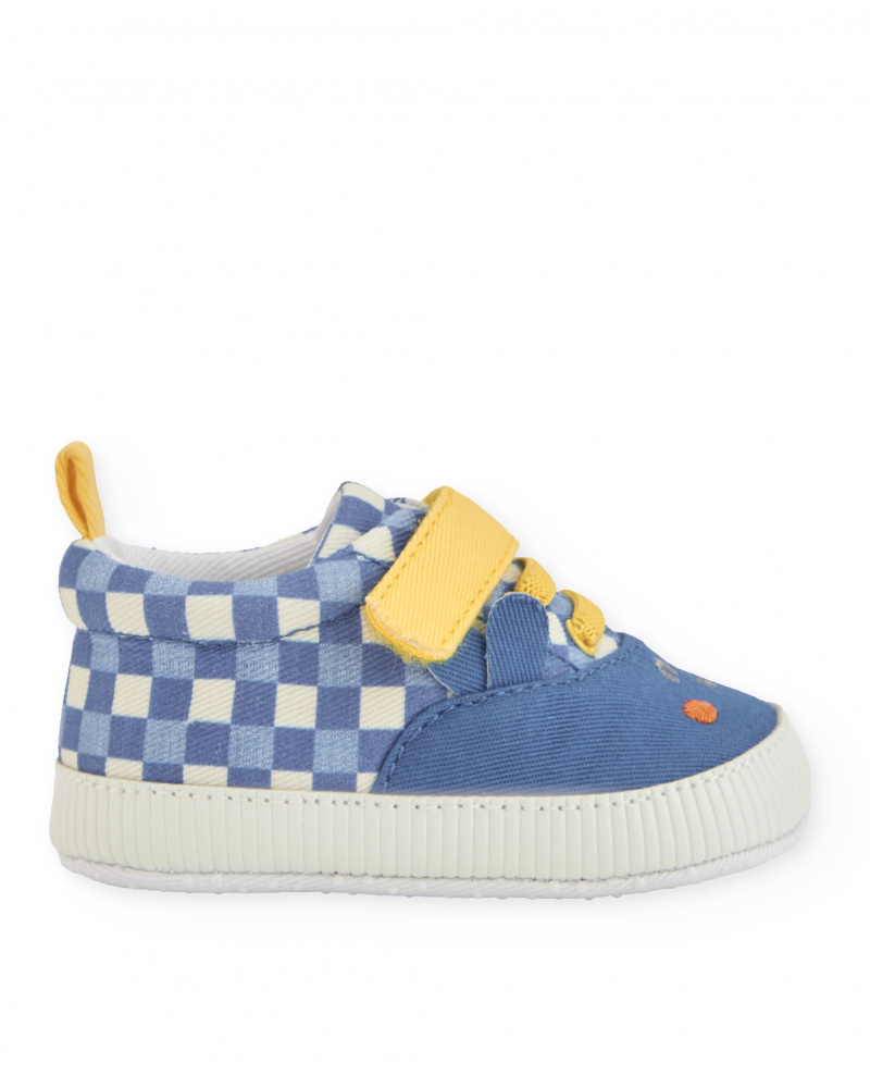 Sapatos para recém-nascido em tecido plano com fecho de velcro