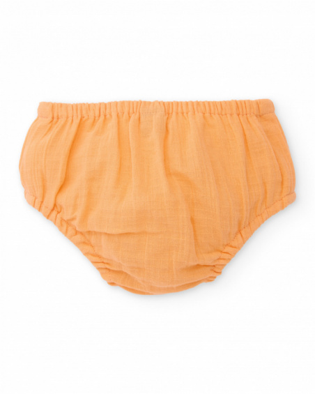 Vestido para recém-nascido em tecido plano com folho nas mangas