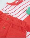 Conjunto de tricô para recém-nascido com design às riscas