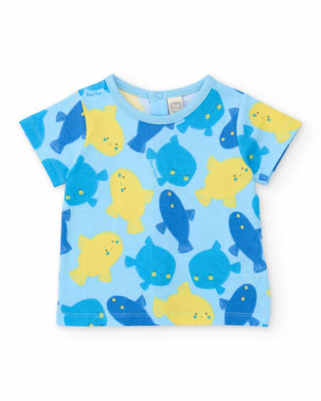 Conjunto de tricô para recém-nascido com estampado de peixinhos