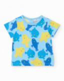 Conjunto de tricô para recém-nascido com estampado de peixinhos