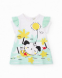 Vestido de tricô para recém-nascido com estampado de cachorrinho