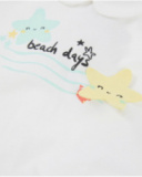 Conjunto de tricô para recém-nascido às riscas