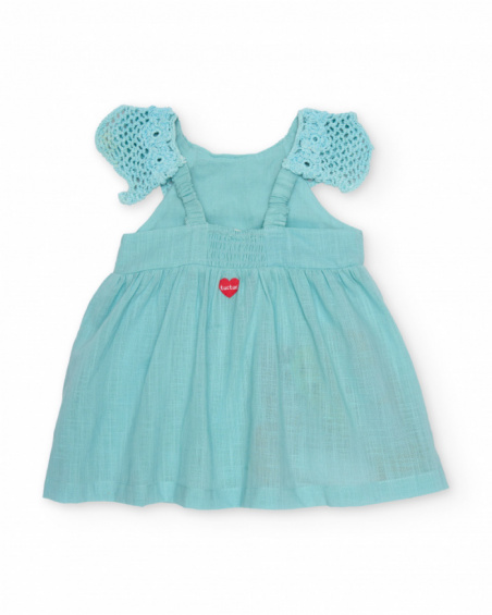 Vestido de menina em tecido com gola de croché