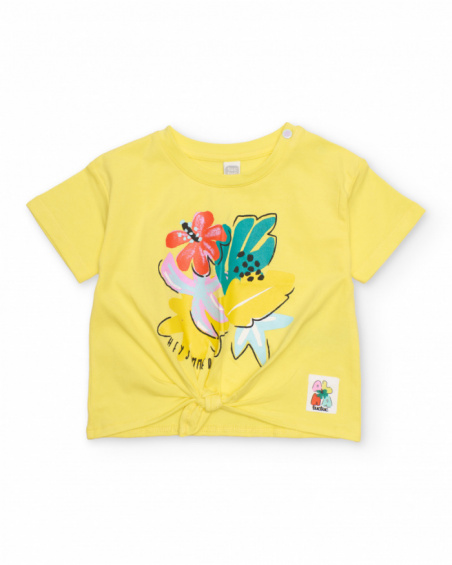 T-shirt de menina em malha com nó decorativo