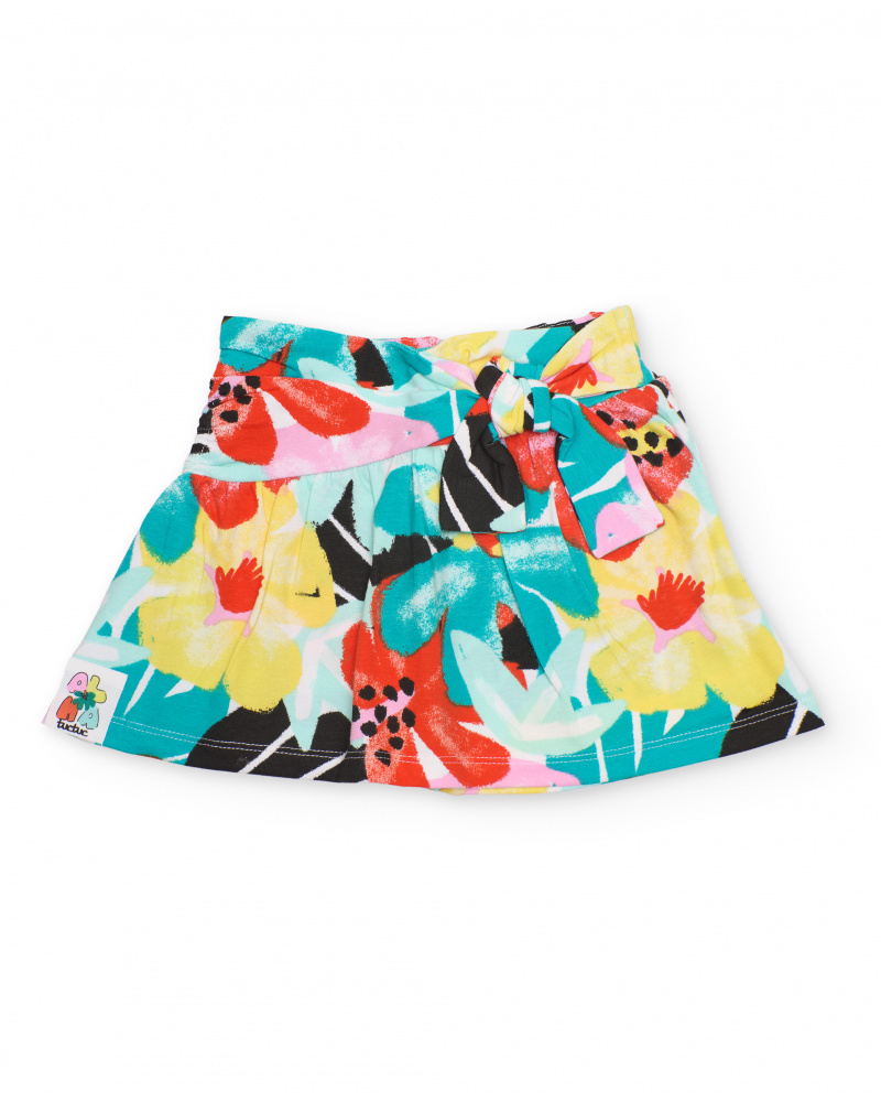 Calções de menina em malha com laço decorativo