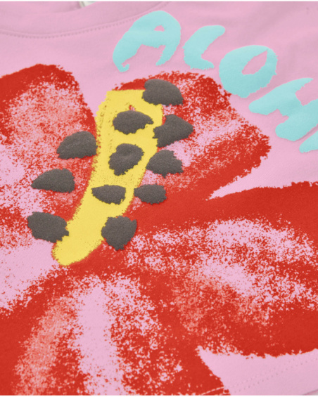 T-shirt de menina em malha com grande estampado floral