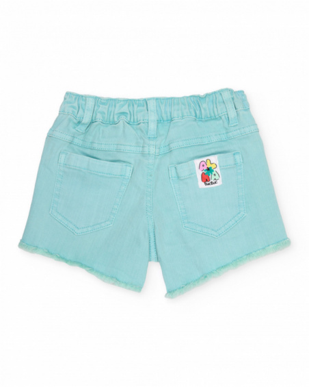 Calções de menina em denim com bordados