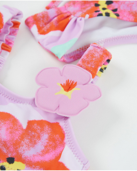 Biquíni de menina em malha com aplicação de flor