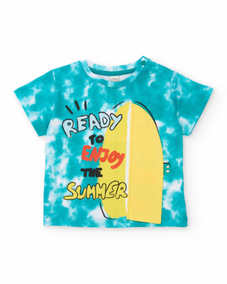 T-shirt de menino em malha com detalhe em relevo