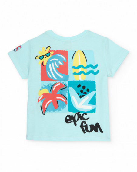 T-shirt de menino em malha com fecho no ombro