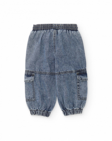 Calças de menino em tecido plano em denim