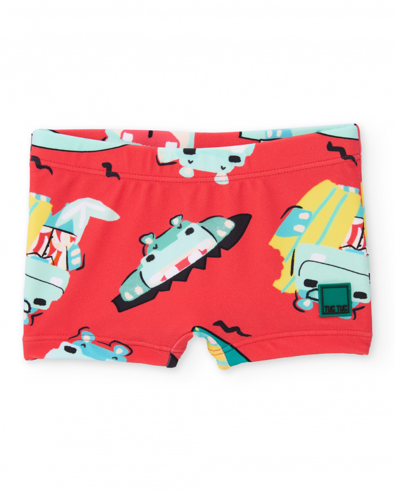 Fato de banho de menino em malha com estampado de verão