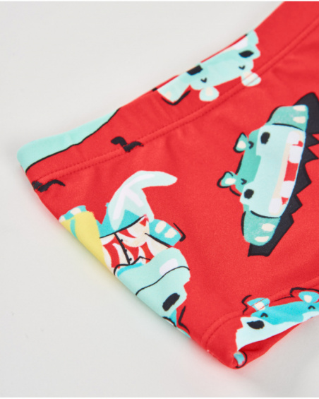 Fato de banho de menino em malha com estampado de verão