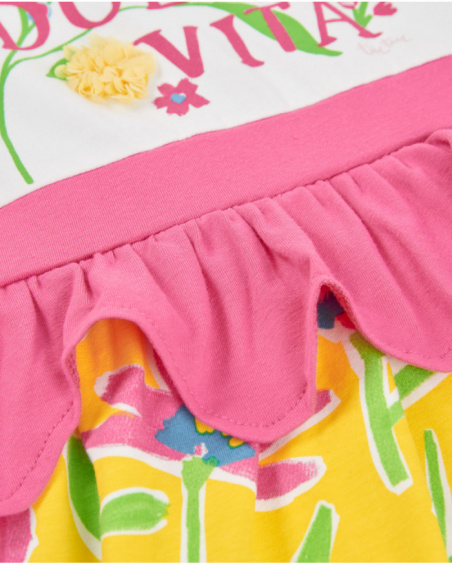 Vestido de menina em malha com folho na cintura