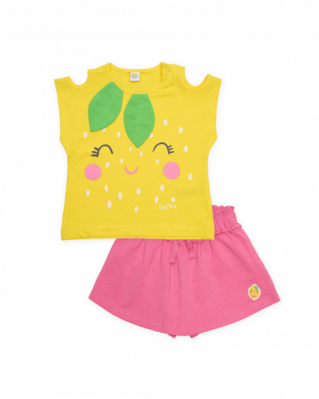 Conjunto de menina em malha com aberturas nos ombros