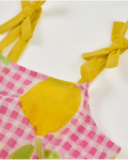 Top de menina em tecido plano com alças com laços