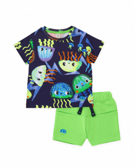 Conjunto de menino em malha com estampado de medusas