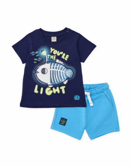 Conjunto de menino em malha com design de peixe luminoso