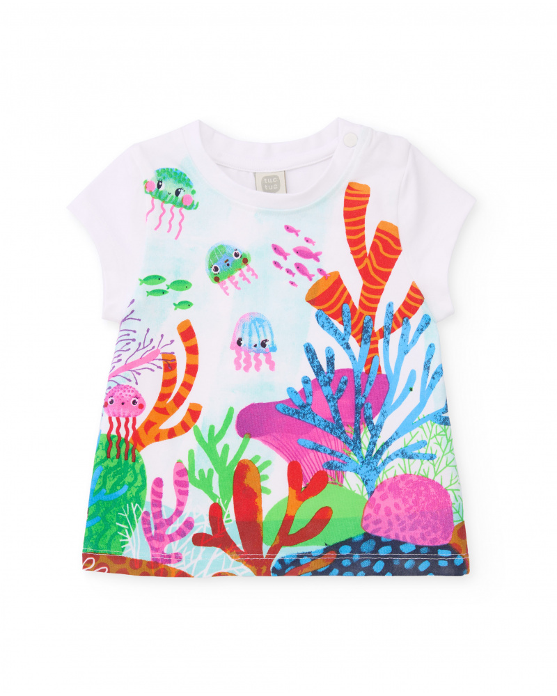 T-shirt de menina em malha com grande estampado