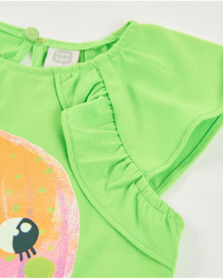 T-shirt de menina em malha com alças franzidas