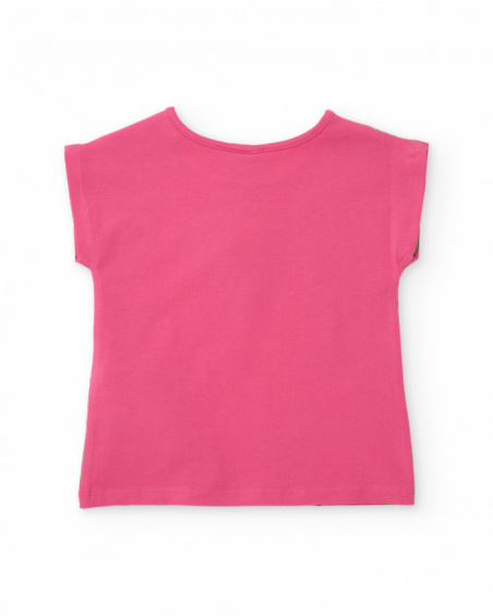 T-shirt de menina em malha com fecho no ombro