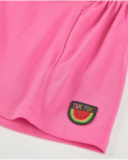 Vestido de menina em malha com aplicação de melancia