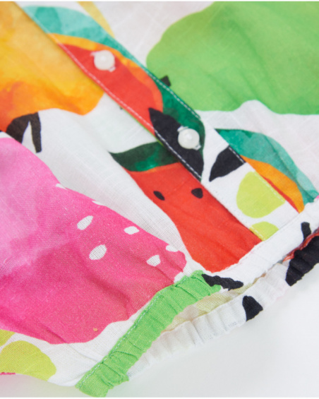 Camisa de menina em tecido plano com design curto