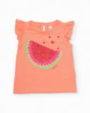 T-shirt de menina em malha com detalhes brilhantes