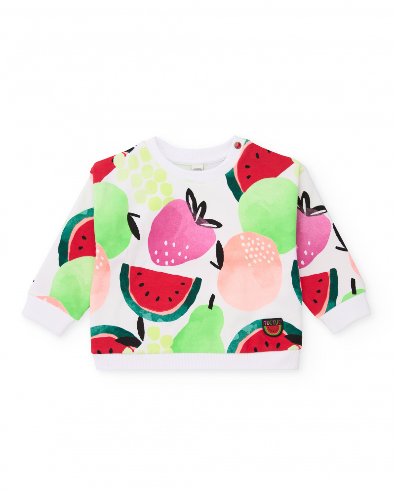 Sweatshirt de menina em malha com estampado de frutas