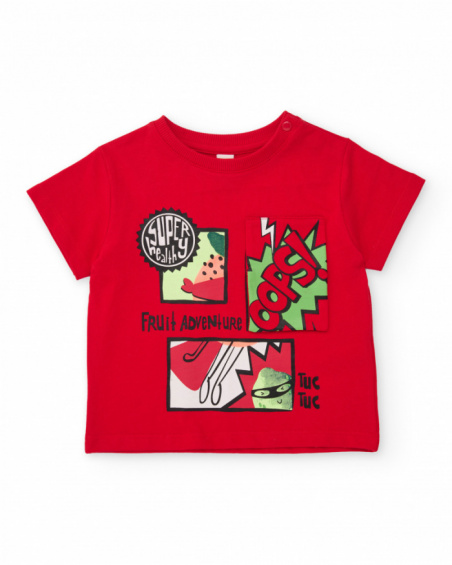 T-shirt de menino em malha com estilo banda desenhada