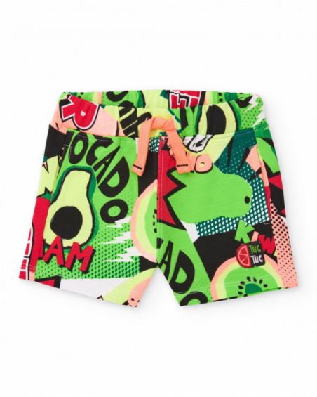 Bermuda de menino em malha com estampado banda desenhada