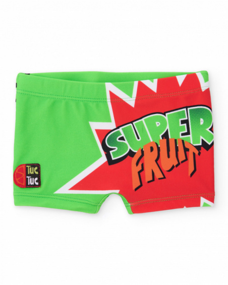 Fato de banho de menino em malha com estampado banda desenhada